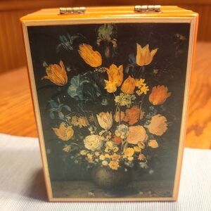 VTG Handcrafted LACQUER BOX Orange w/Gold Gilt Signed Dated Trinket Keepsake